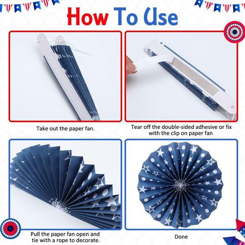 Threehoney 41 Pcs 4th of July Bike Decor Set for Kid Memorial Day Bicycle Patriotic Tinsel Garland Streamer Bow USA Flag Garland Ceil Fan Star Windmill Glasses Balloon for Parade Party Favor