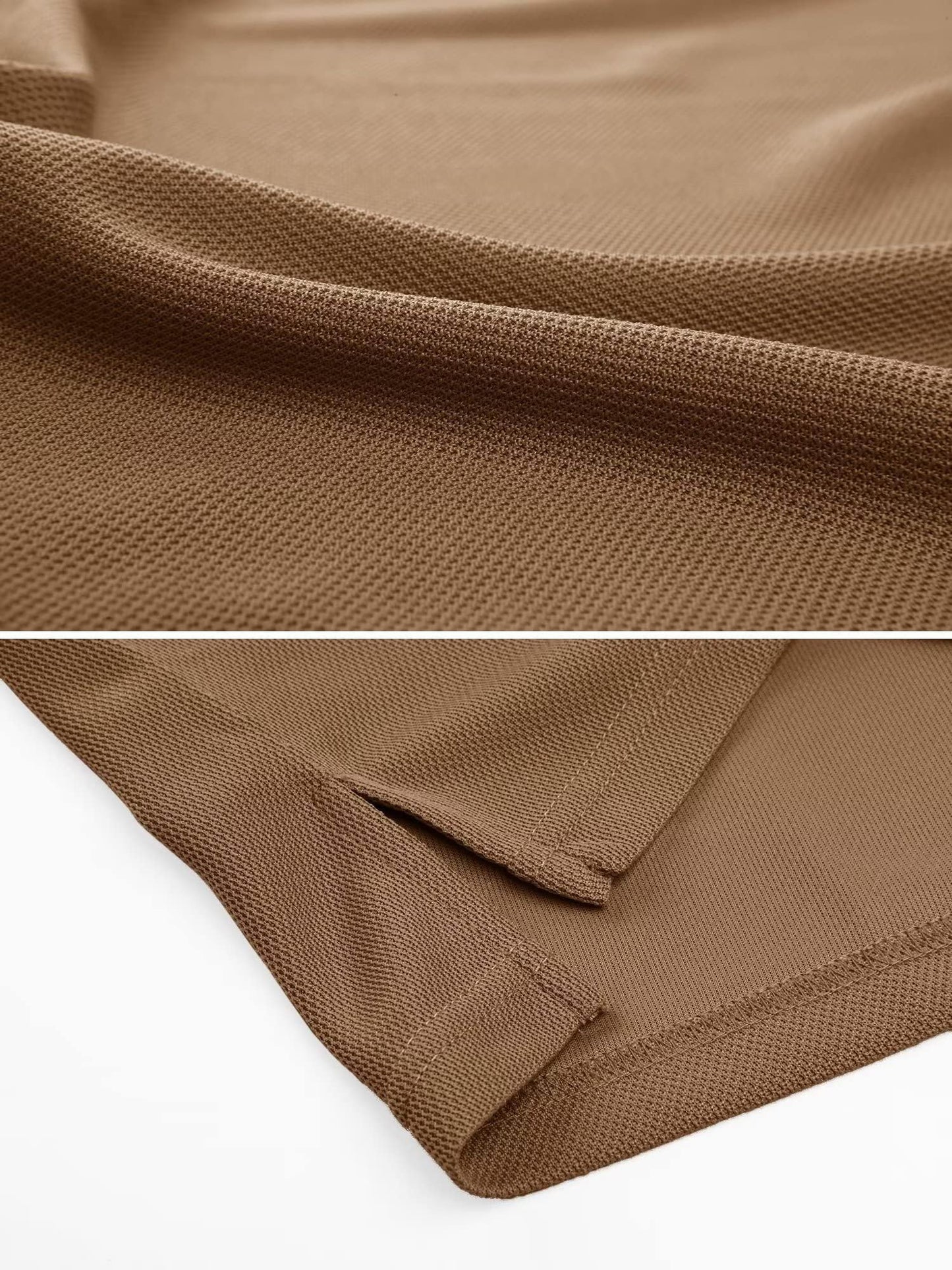 MAGCOMSEN Mens Polo Shirts Short Sleeve Golf Work Casual Quick Dry Breathable Summer Shirt Brown M