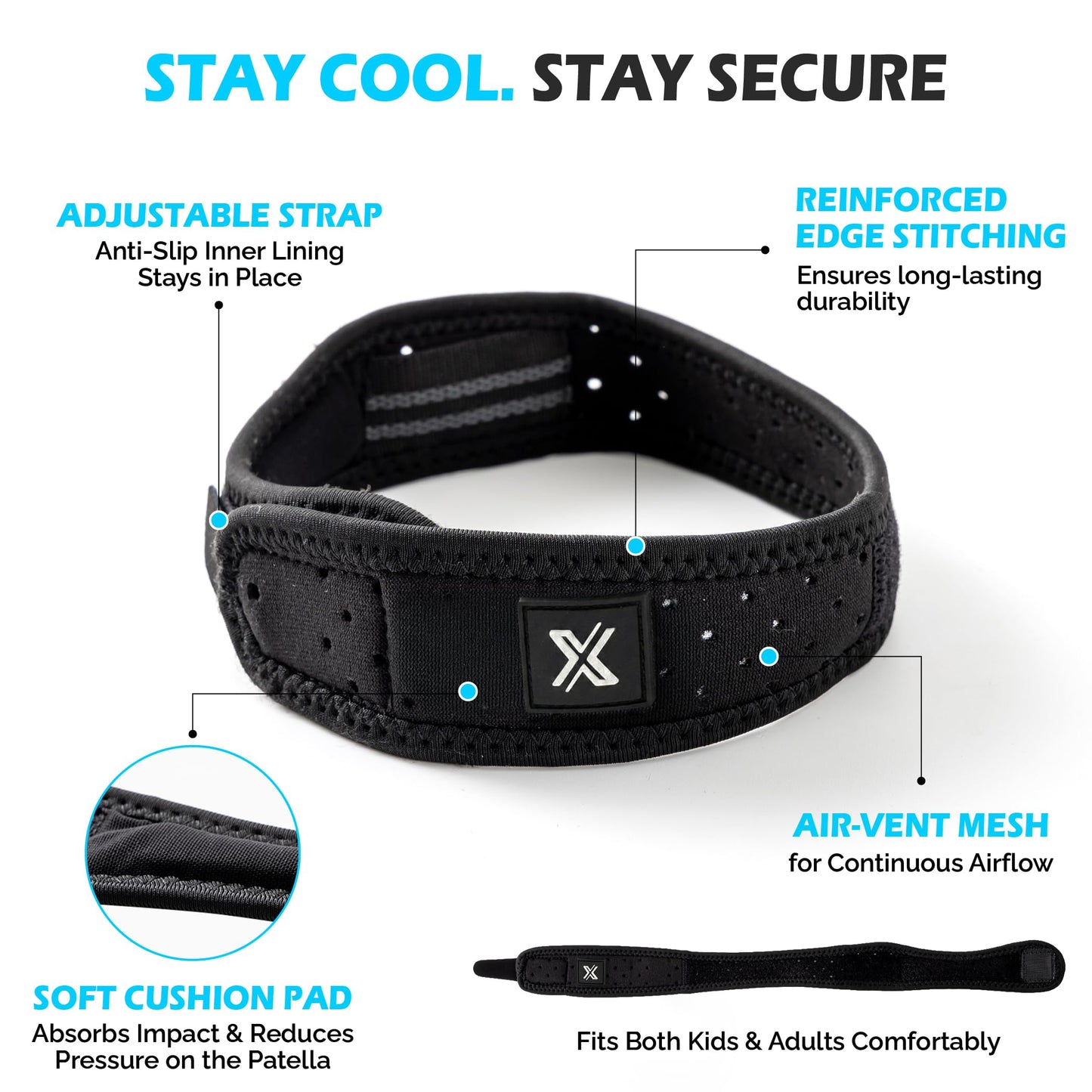 SPINIFLY ExcelRunz Patella Tendon Knee Strap 2 pack, Knee Support, Knee Pain Relief Brace, Running, Hiking, Soccer, Tennis, Gym and Tendonitis - (L-2XL)