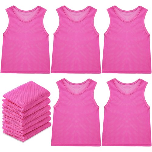 Sintege 12 Pcs Soccer Pinnies Pennies Jersey Scrimmage Vest Sports Practice Jersey Mesh Basketball Vest for Youth Adult Kids(Medium,Pink)