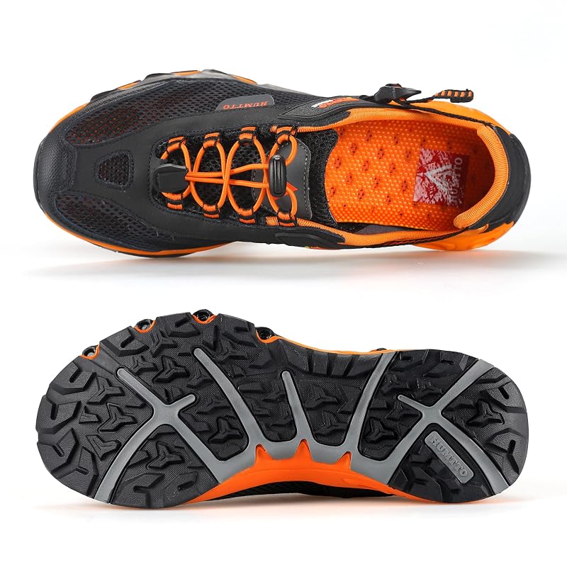 HUMTTO Amphibious Water Shoes for Men - Quick-Dry River Sandals with Closed Toe, Non-Slip Sole (Variation: Black+11-11.5)