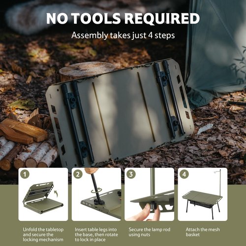 Naturehike Tactical Camping Table with Adjustable Height, Collapsible Table Lightweight with Carry Bag for Camping, Travel expeditions, Hiking, Picnics, BBQs & Beach Trips