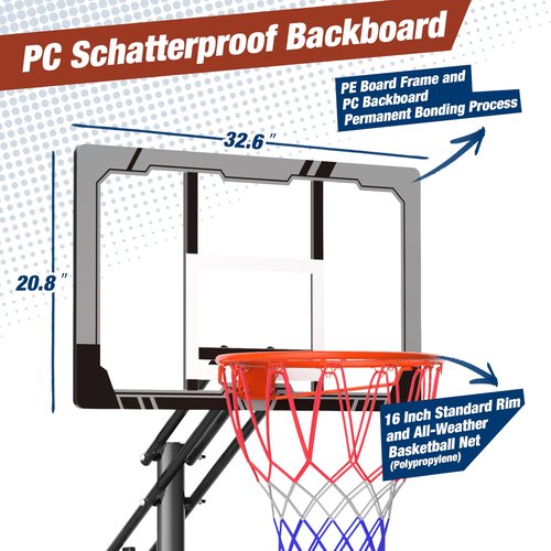 Mayfire Kids Basketball Hoop Adjustable 4.0-8.5ft, Portable Outdoor Goal System with 33 Inch Shatterproof Backboard, Perfect for Kids, Teens, Youth in Driveway, Backyard, Indoor Use