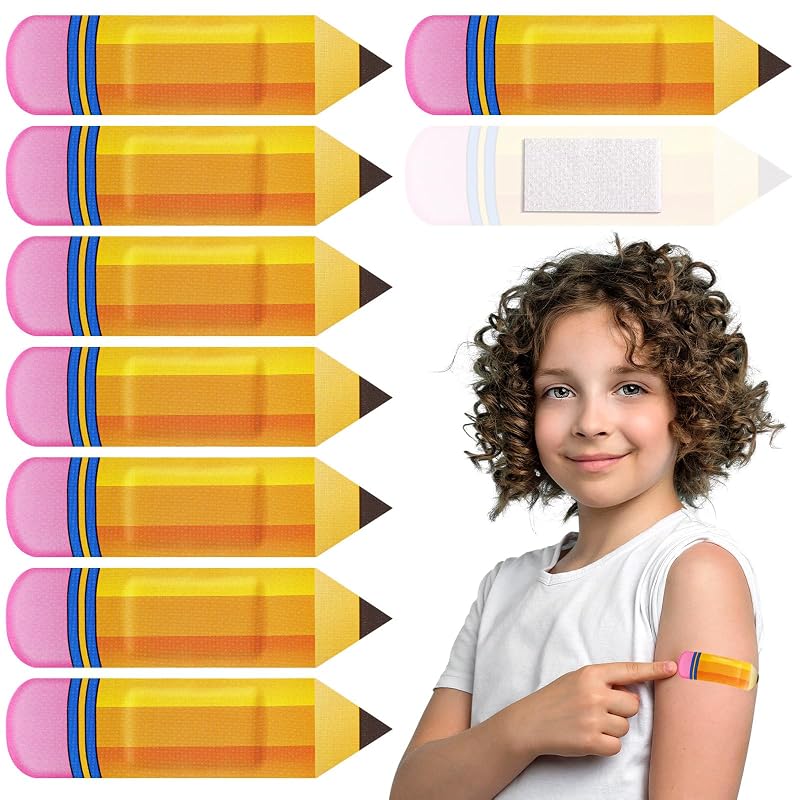 Pencil Design Adhesive Bandages - 120 Pack for Kids, Classroom Gift