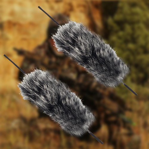 SOPOGER Archery Bow String Silencers - 2 Pair Rabbit Fur String Dampener & String Separator Recurve Bow Stabilizer Bowstring Dampener for Longbow Traditional Bow Hunting Shooting Practicing (Black)