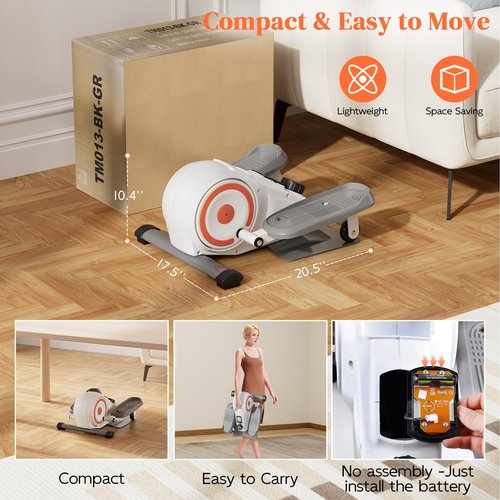 Under Desk Elliptical Machine, Electric Ellipse Leg Exerciser as Seen on TV for Seniors with 8 Adjustable Speeds, Quiet & Portable (White)