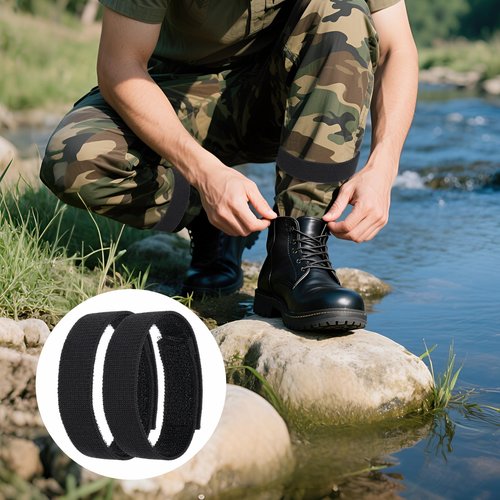 8 PCS Boot Straps for Cowboy Boots, Black Cowboy Boot Straps, Elastic Boots Blousers Military Bands, Adjustable Blousers Strap Military for Hunting, Gardening, Hiking, Cycling, Fishing, Army Uniforms