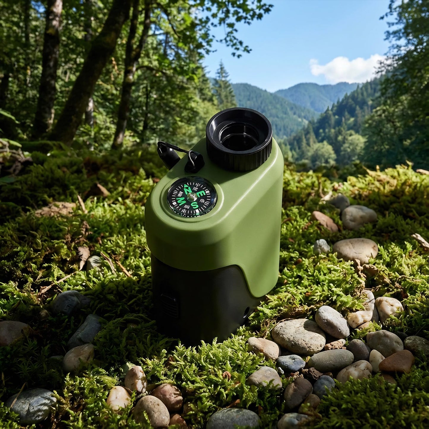 Kids Adventure Compact Monocular-Multi-Functional with Compass,LED Signal Light,Telescope Infrared Rays|Small Easy to Carry for Bird Watching,Camping,Hiking,Hunting,Sports Games Concerts（Army Green）