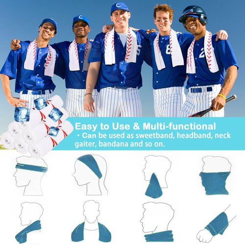 LYDTICK 20 Pack Baseball Cooling Towels, 40"x12" Breathable Golf Ice Towel Microfiber Workout Rags for Gym Baseball Team Gifts(White)