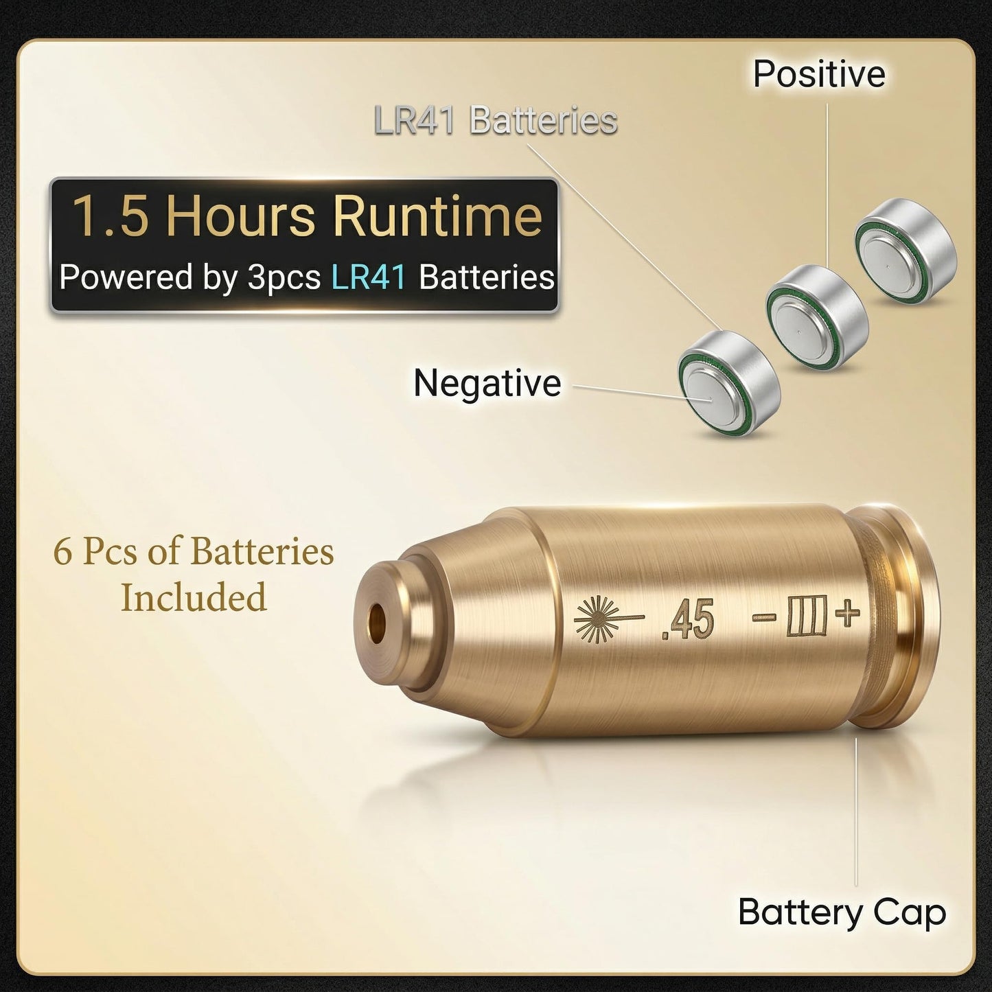 360 Tactical .45 CAL Red Dot Laser Boresighter Brass Cartridge Bore Sight Red Hunting Tool Boresight