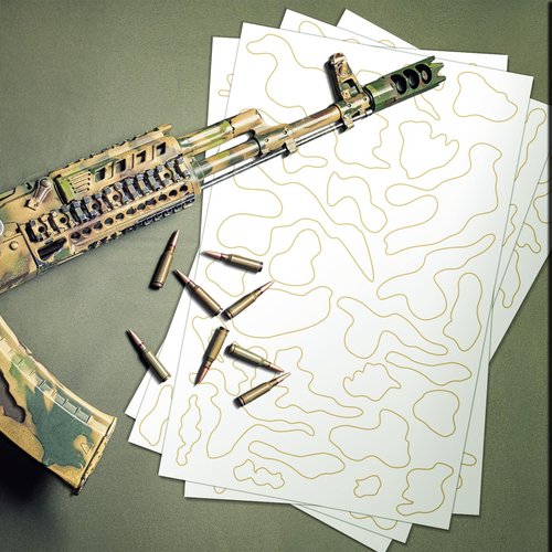 Marspark 4 Pcs Adhesive Sticker Camouflage Adhesive Spray Paint Sticky Gun Rifle Camo Stencils Camo Stickers for Spray Paint