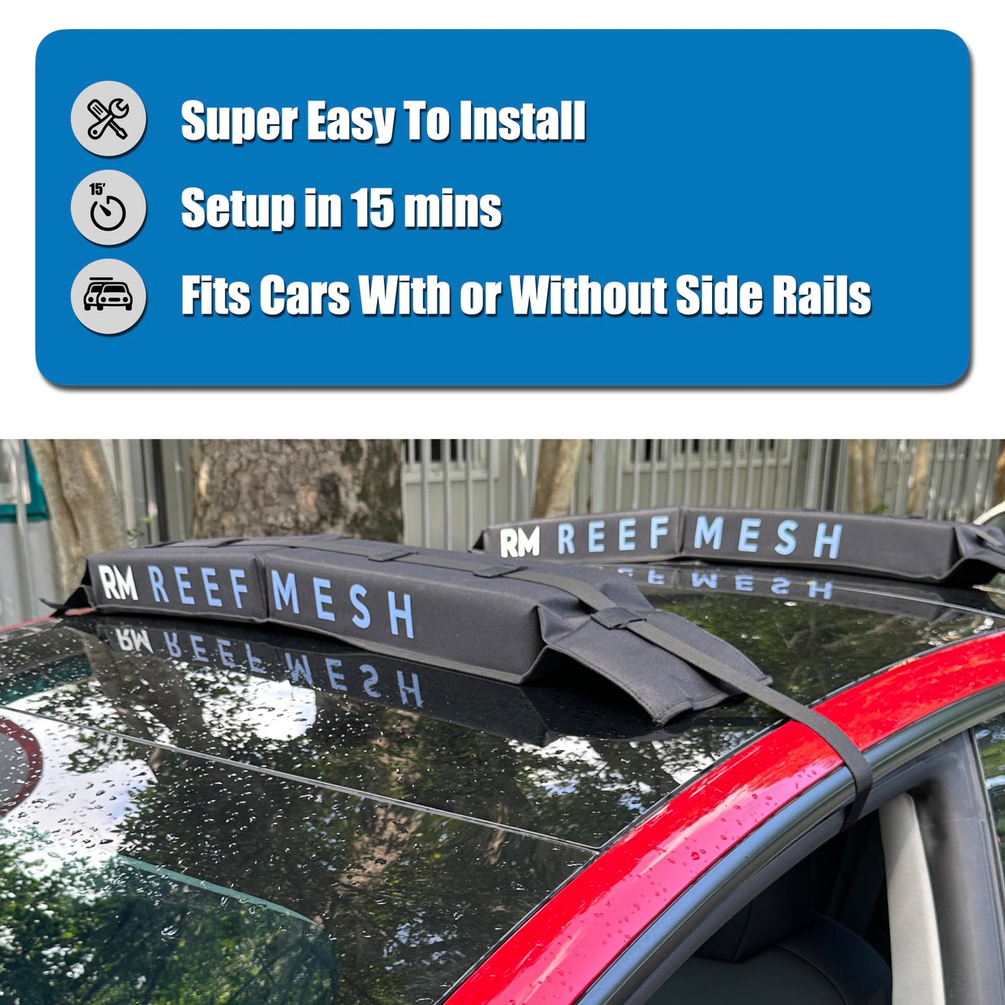 Universal Soft Roof Rack Pads for Kayak, SUP, Canoe & Surfboard