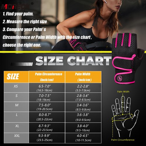 MOREOK Workout Gloves - Padded Weight Lifting for Men/Women, [3MM Gel] Fingerless Grip Gym Fitness Gloves Pink-S