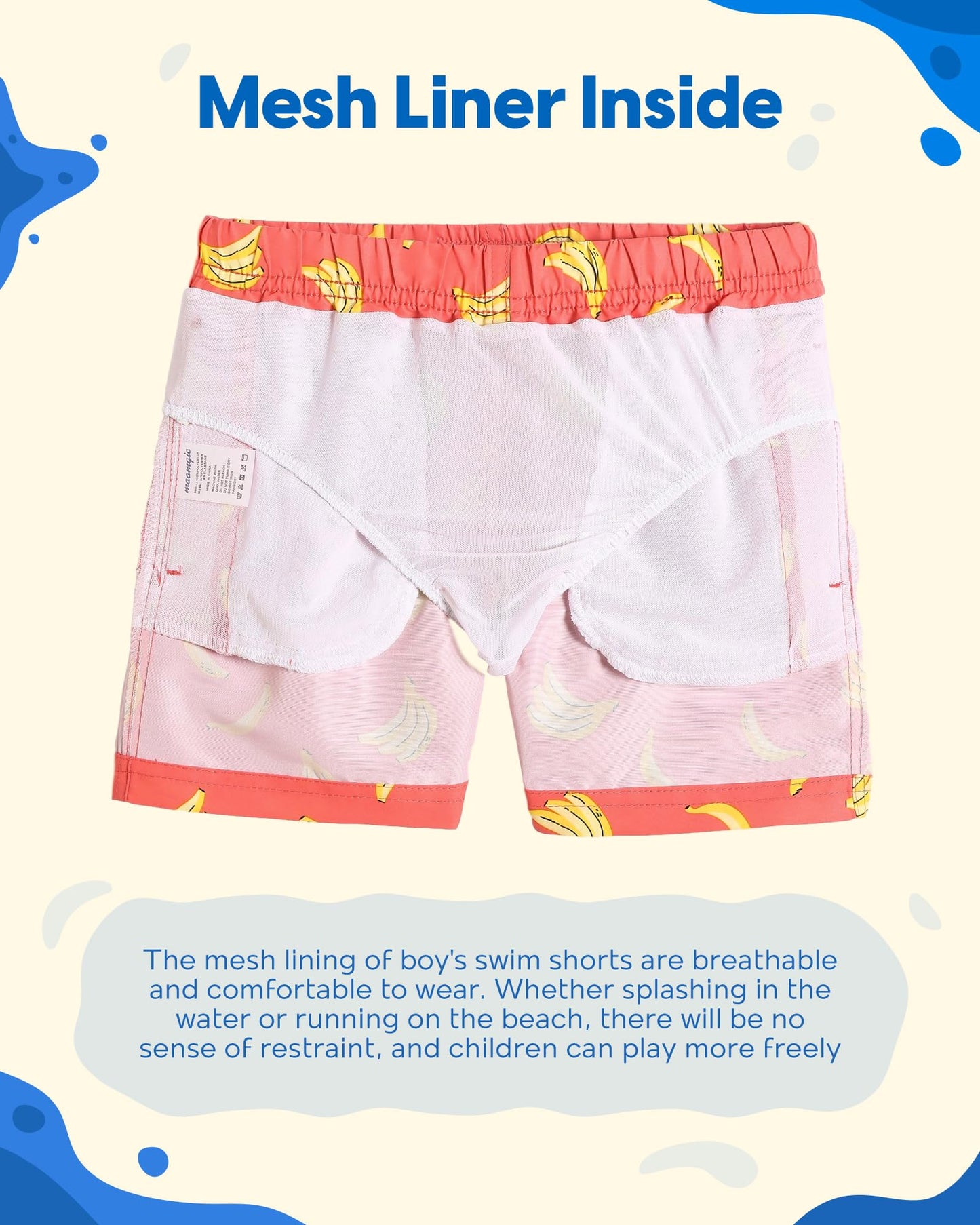 maamgic Boys Swim Trunks Toddler Swim Shorts Little Boys Bathing Suit Swimsuit Toddler Boy Swimwear,Banana Orange,14 T