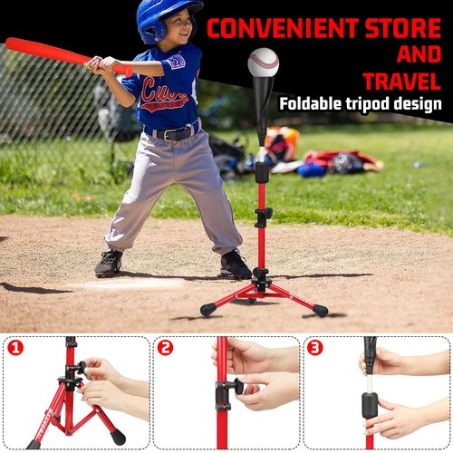BaseGoal Baseball Tee for Kids,Batting Tee,Softball Tee,Youth Hitting Tee,Teeball Tee,Travel Tee,Easy Adjustable Height