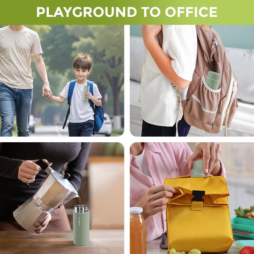 【Upgraded】Exllena Small Insulated Water Bottle 8 oz/250ml– Mini Insulated Water Bottle for Hot & Cold Drinks, Perfect Small Water Bottle for Travel, Purse...(Sauge Green)