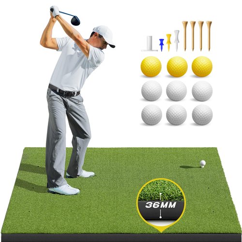 Golf Mat 36mm Thickened: 5x4ft Heavy-Duty Golf Hitting Mats Practice Outdoor/Indoor, Elite Dense Artificial Turf Matt Training Aid for Backyard/Garage/Driving Range/Simulators, Ideal Gifts for Men