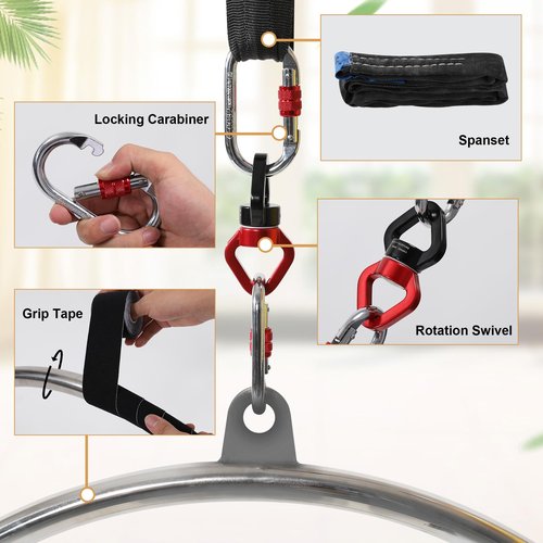 KROFEM Aerial Lyra Hoop Kit, 90CM, Professional Yoga Starter Set with Rigging Hardware Kit for Home, Exercise, Performance, 32mm Thickness