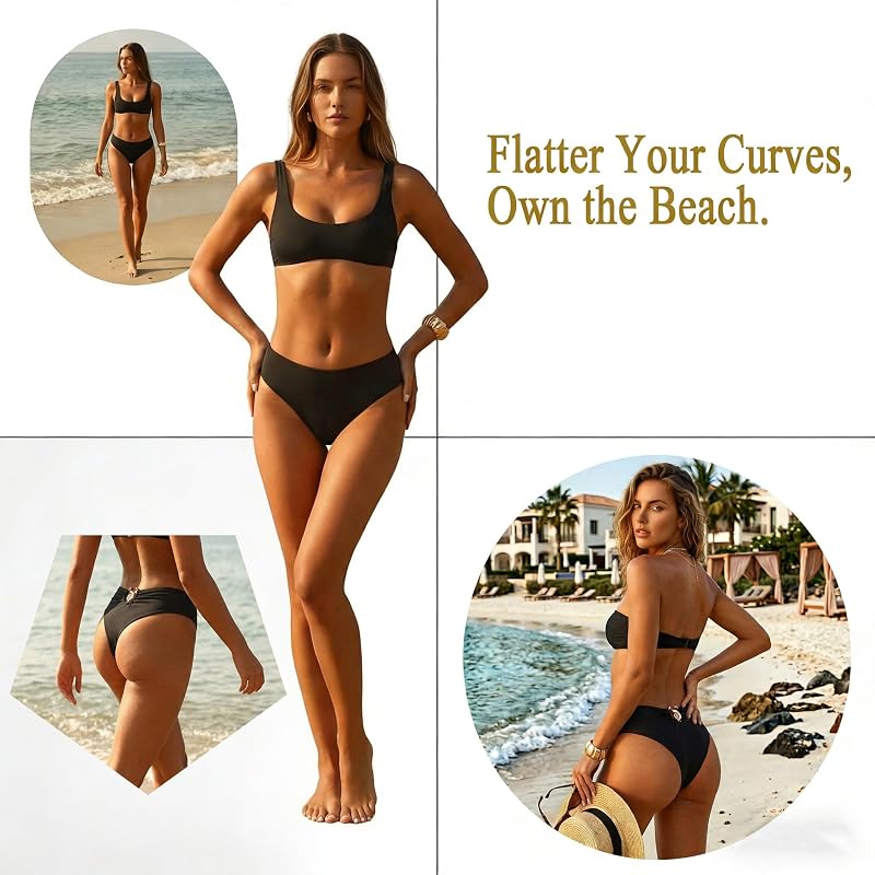 Leoparts Black Small Cheeky Bikini Bottom - High Cut Mid Rise Swimwear