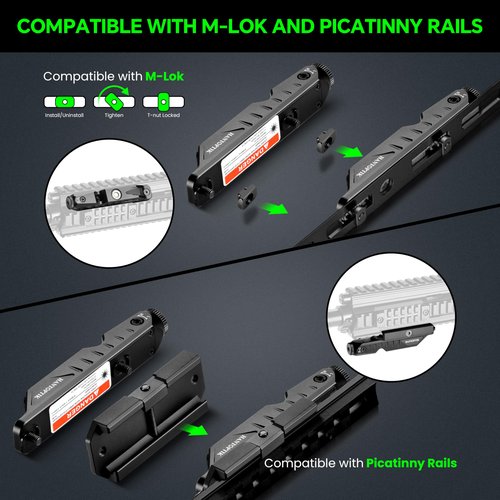 Hantoptik Green Tactical Laser Sight Compatible with M-Lok and Picatinny Rail,Increased a Remote Pressure Switch,IIIA Class Laser Output ≤5mw