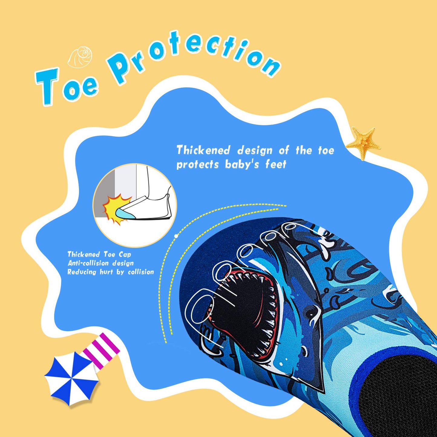 WateLves Kids Water Shoes Toddler Girls Boys Barefoot Non-Slip Quick Dry Aqua Socks for Beach Swim Walking (Big Shark, 36/37)