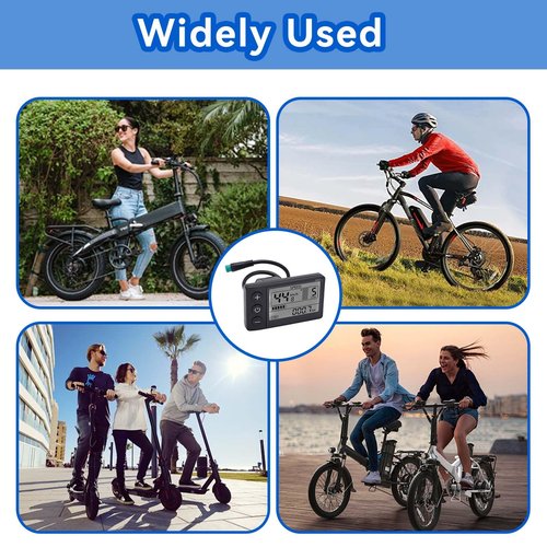 Bike Speedometer, E Bike Display 24V 36V 48V Bicycle Odometer Electric S866 LCD Display Meter with Plug Electric Bike Accessories