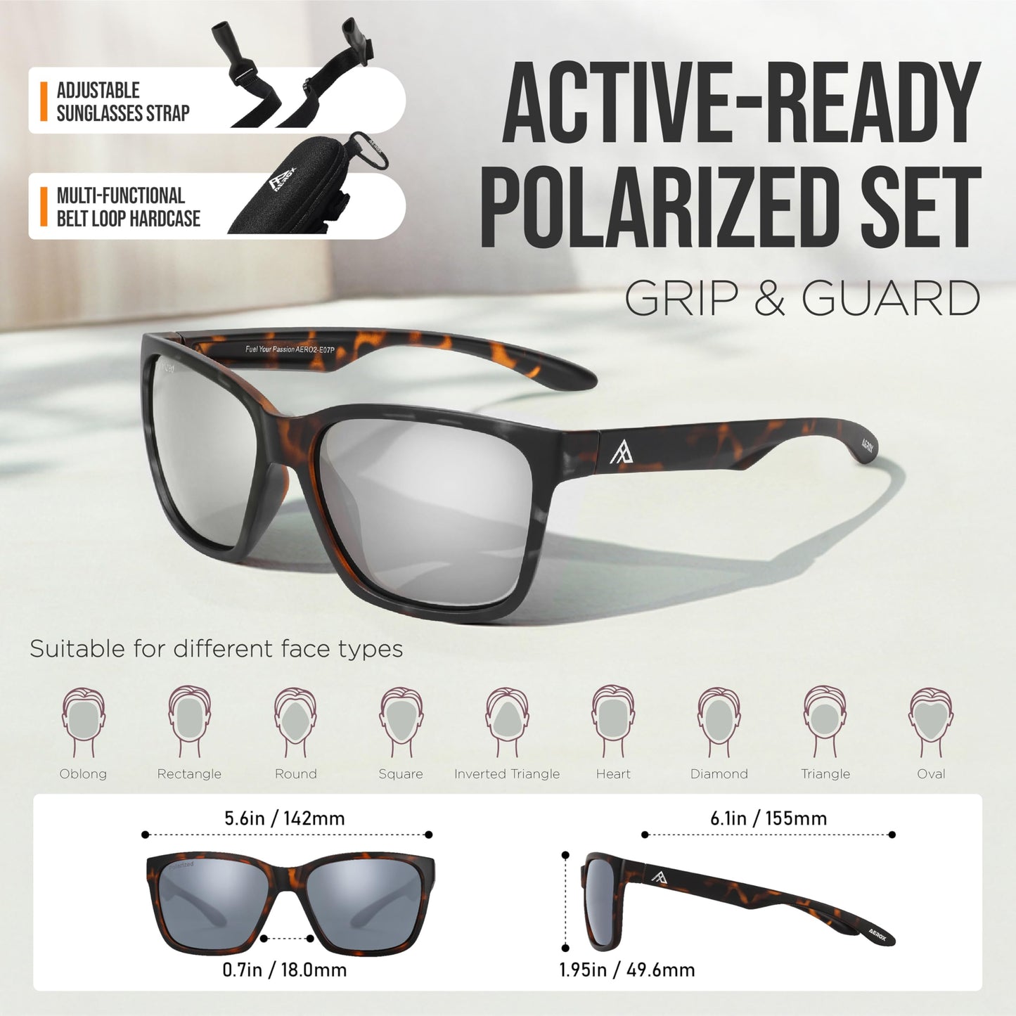 AEROX Polarized Sunglasses for Running, Golf, Fishing, Driving and Cycling - UV Protection Sports Glasses for Men, Women
