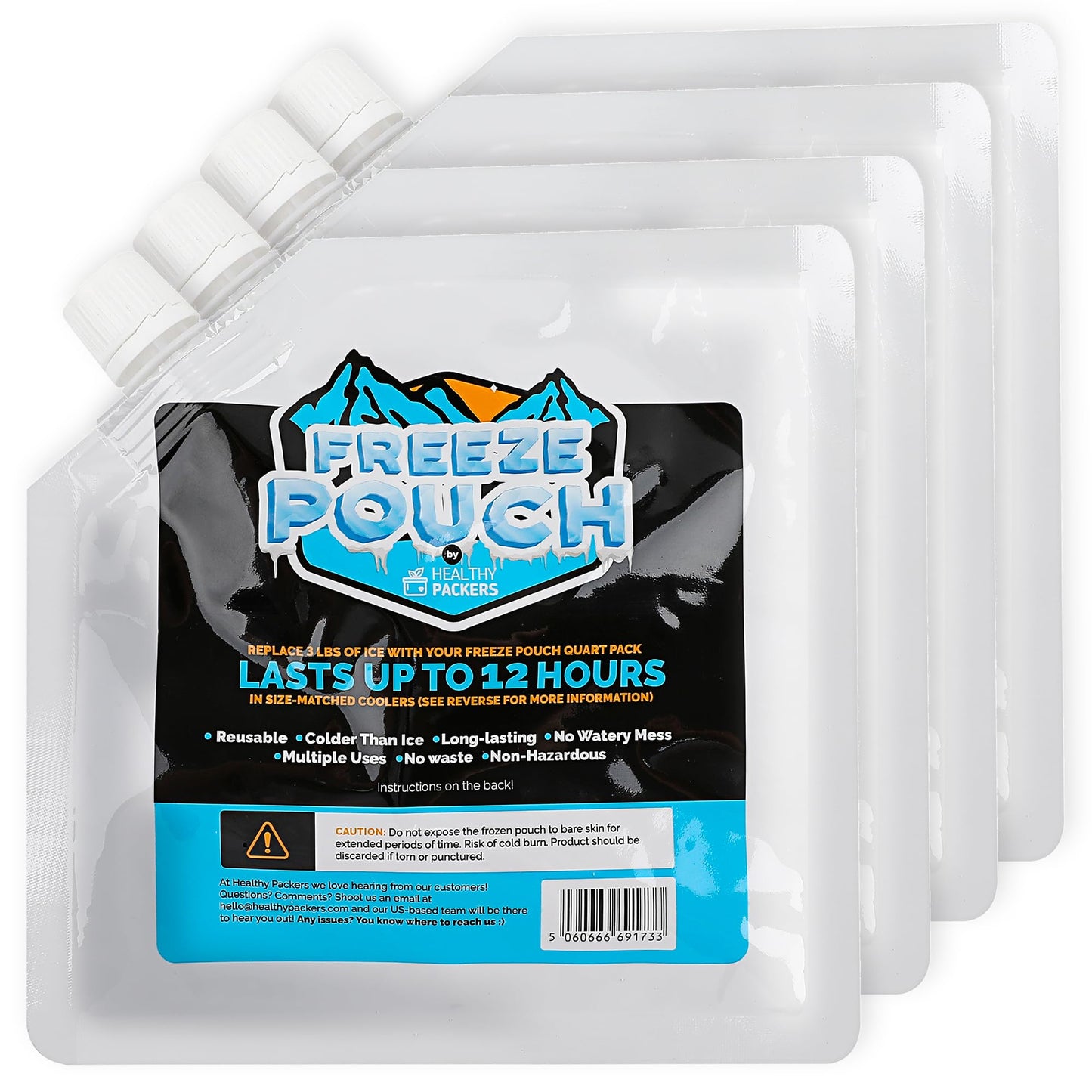 Healthy Packers Reusable Ice Packs - Freeze Pouches - Long-Lasting for Lunch Bags, Boxes - Cooler Accessories for School, Camping, Fishing (Small 4-Pack)