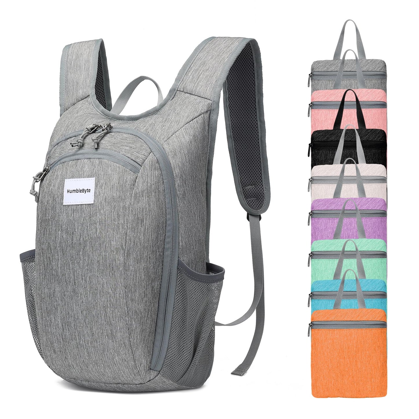 HumbleByte 10L Foldable Lightweight Backpack – Packable Travel Daypack for Hiking, Cycling & Everyday Use – Water-Resistant Travel Bag with Multi-Pocket Design for Women & Men(Gray)