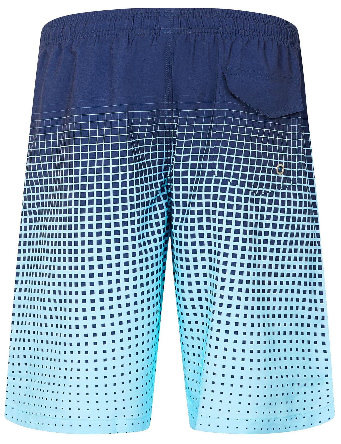 ELETOP Men's Swim Trunks Quick Dry Bathing Suit Swimming Board Shorts Mesh Lining Beach Swimwear Grid Gradient Blue S
