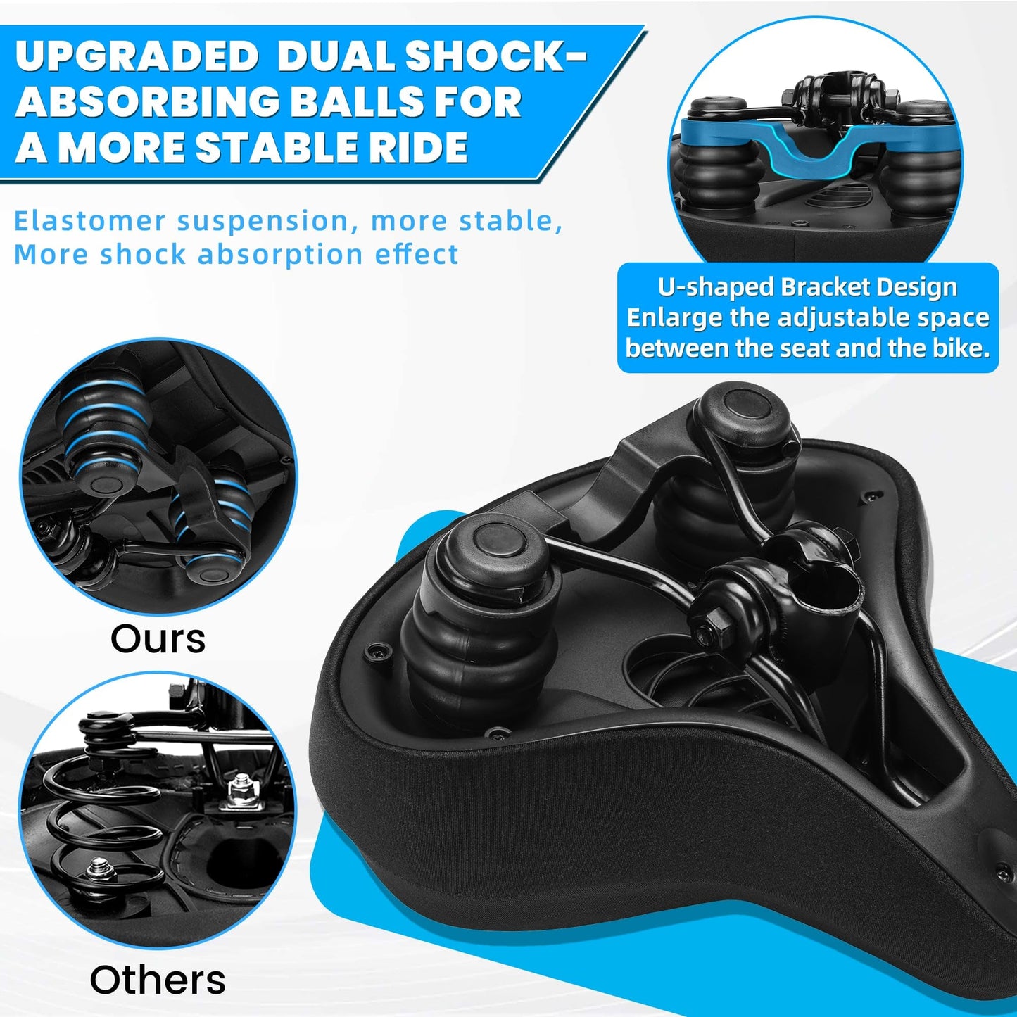 CDYWD Oversized Bike Seat for Men & Women, Comfortable Gel Padded, Extra Wide Bicycle Seat Cushion Comfort, Replacement Saddle for Peloton, Stationary Exercise Bike, Mountain Bike, Cruiser, City Bike