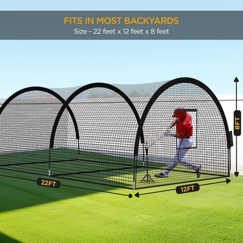ZivPlay Baseball Batting Cage Net Batting Cages for Backyard Portable Pop Up Cage for Baseball and Softball 22ftx12ftx8ft with Pitching Machine Hole and Detachable Door