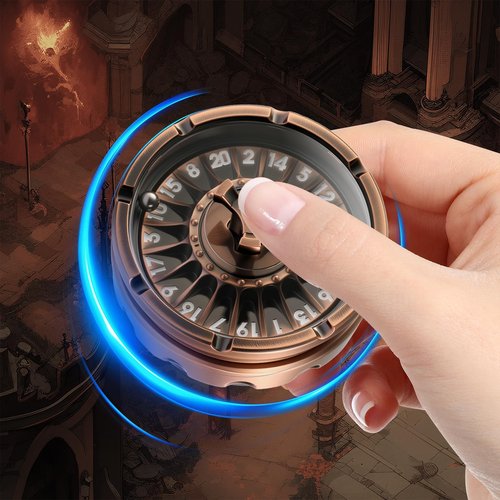 DNDND Roulette D20 Dice Metal Spinner D&D Dice with Gift Box for Dungeons and Dragon for Tabletop Game(Copper)