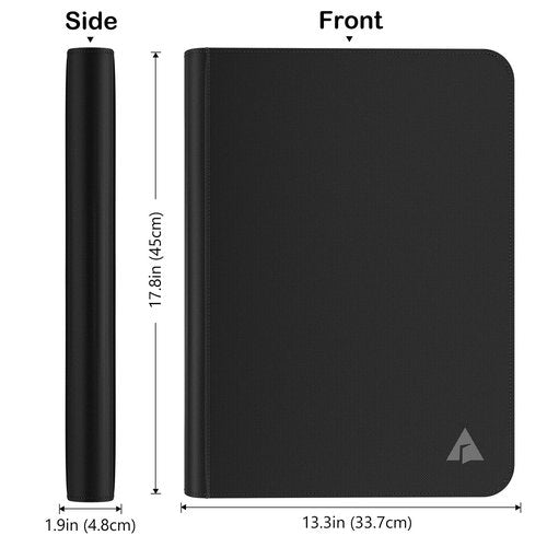Rayvol Premium 1000+ Pockets Card Binder, 16-Pocket Ringless Trading Card Album Folder - Side Loading UltraSonic-161024 Tech Zip Binder for TCG -Black
