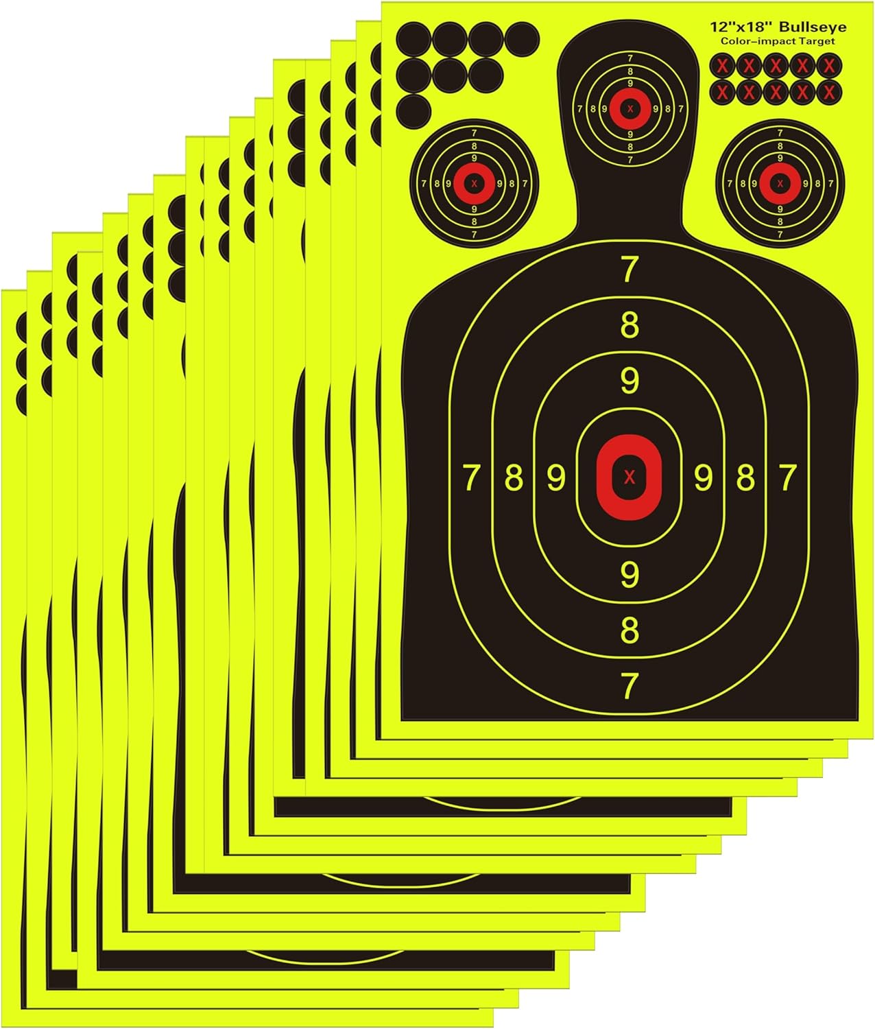 12x18 inch Silhouette Splatter Targets - Bright Fluorescent Yellow Easily seen on Impact When Hitting Target for BB Guns, airguns, Rifles, Indoor and Outdoor ranges (10/25/50/100 Pack)