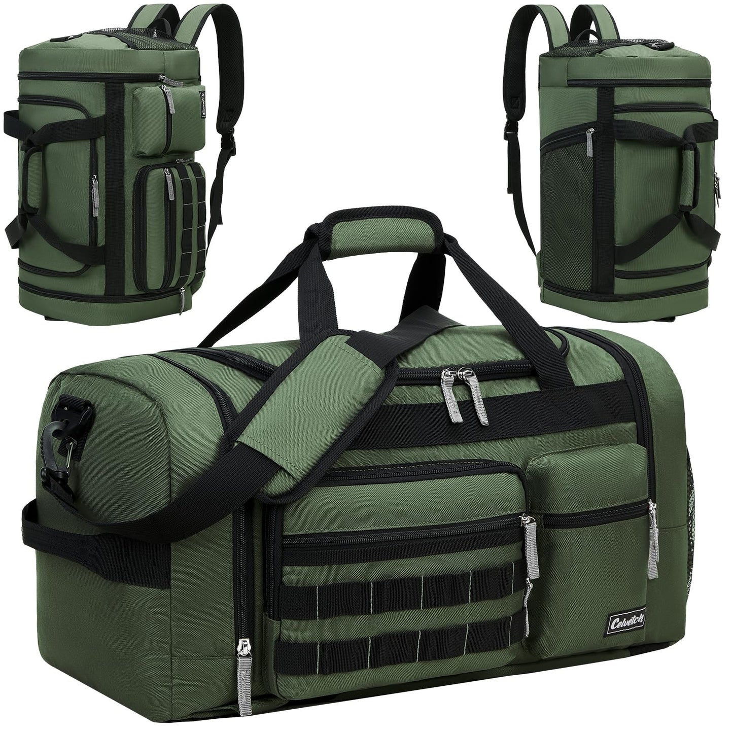 Celvetch Gym Bag for Men Women 3-in-1 Sports Travel Duffel Bag, 39L, Green