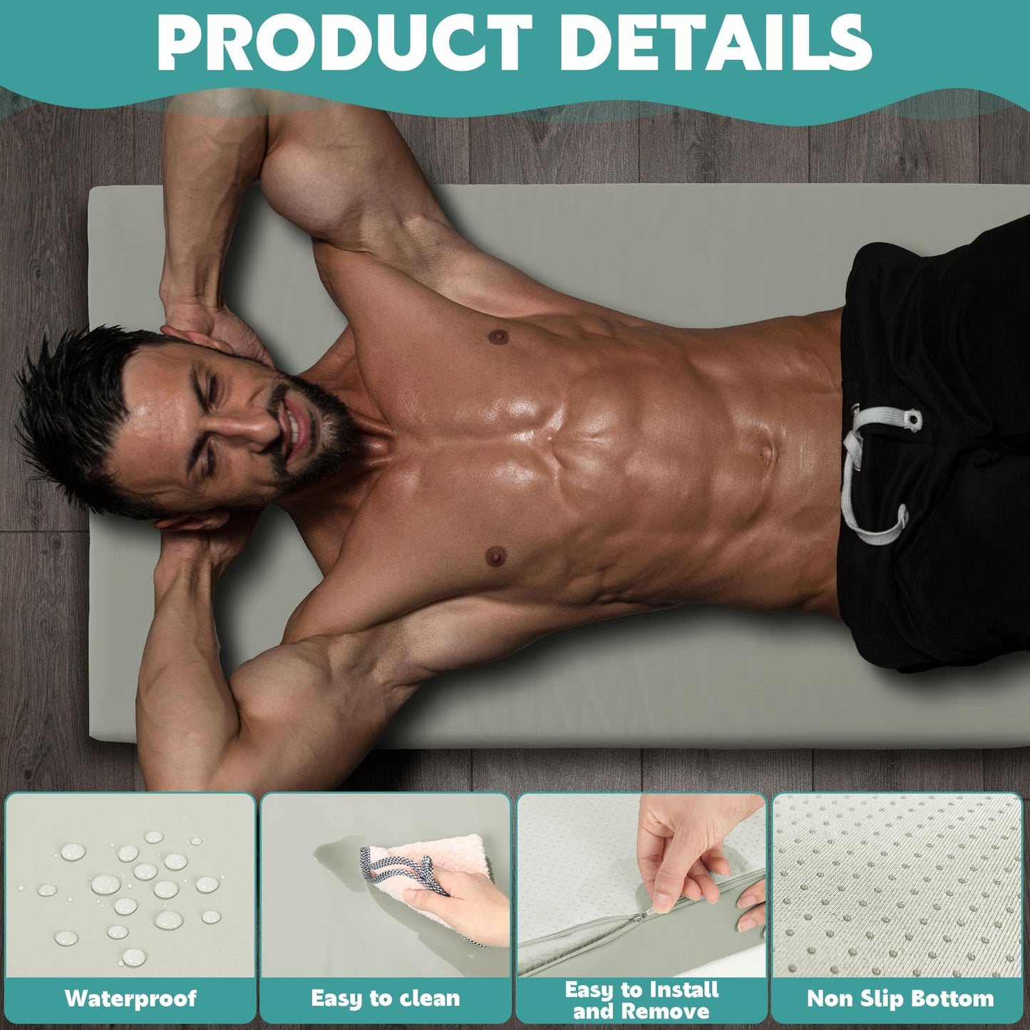 MABOZOO 3 Inch Thick Yoga Mat, Extra Thick Gymnastics Mat With Carrying Handles For Men Women, Pu Leather Anti-Tear Fitness Mat Foam Exercise Mat For Yoga, Pilates, Stretching (Gray)