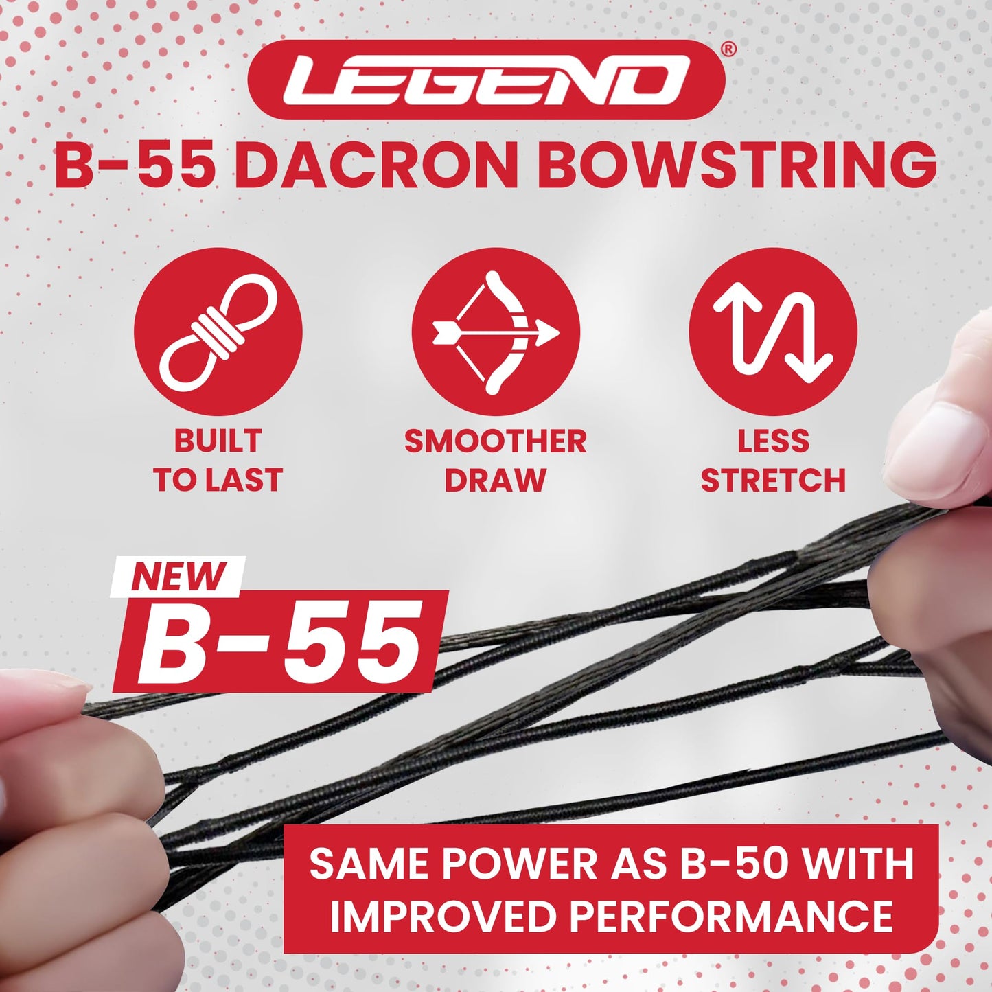 Legend Recurve Bow String - Dacron Bow String Replacement - Traditional Bowstrings - Recurve Bow Archery Accessories - Archery Equipment for Recurve Bows - Bowstring AMO 60 inch - 14 Strands