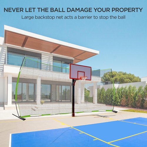 Lacrosse Backstop Net Soccer Backstop Net for Backyard Sport Netting Barrier 20 x 10 ft Ball Stop Net Includes Portable Carry Bag 2 Sand Bags 4 Ground Stakes