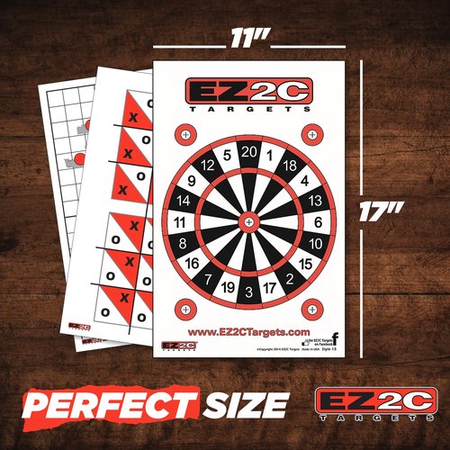 EZ2C Four Game Style Target Paper for Gun Shooting Range, Compatible with Handgun, Rifle and Pistol, Made in USA (11x17 inch) (4 Style Bundle Pack of 40, 40)