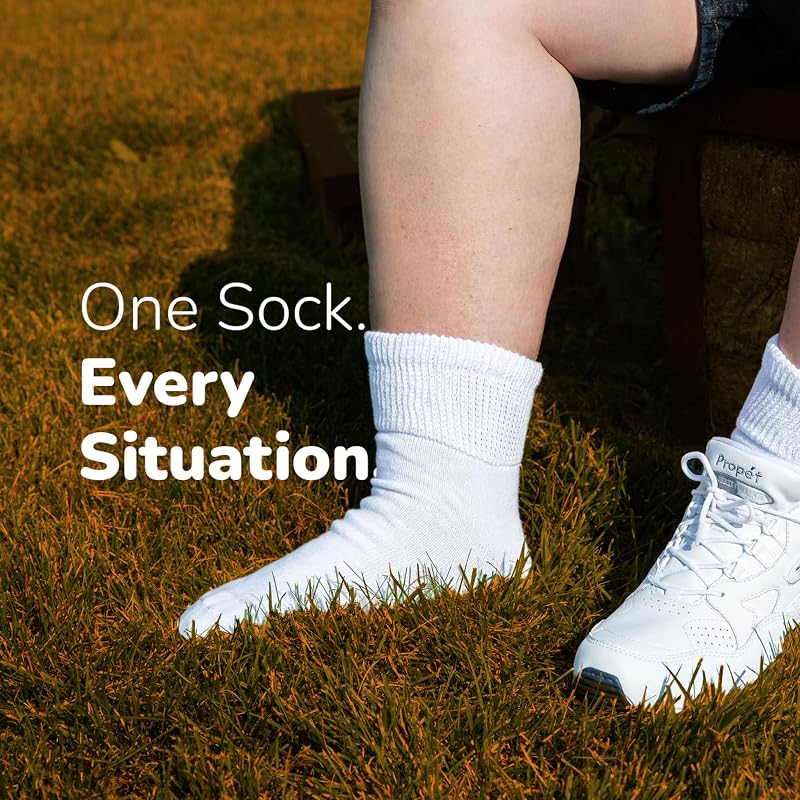 Extra Wide Athletic Socks 3 Pack - White, Large, Up to 6E Width, Made in USA