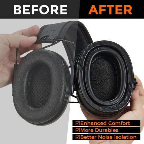 PROTEAR Silicone Gel Ear Pads for 3M WorkTunes/Peltor Sport/Range/Guard/Connect - Self-Adhesive & Cooling Replacement Ear Cushions, Noise Reducing Comfortable Earmuff Pads