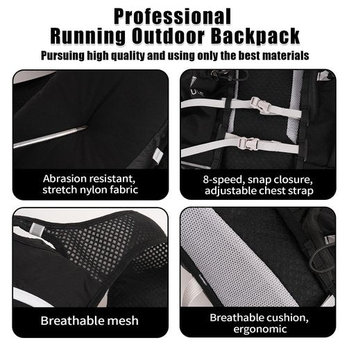 Running Vest Backpack, Lightweight Hydration Backpack with Water Bladder or Soft Flask, Hydration Packs for Cycling Biking Hiking Climbing Skiing (Backpack with 2pcs Soft Flasks)