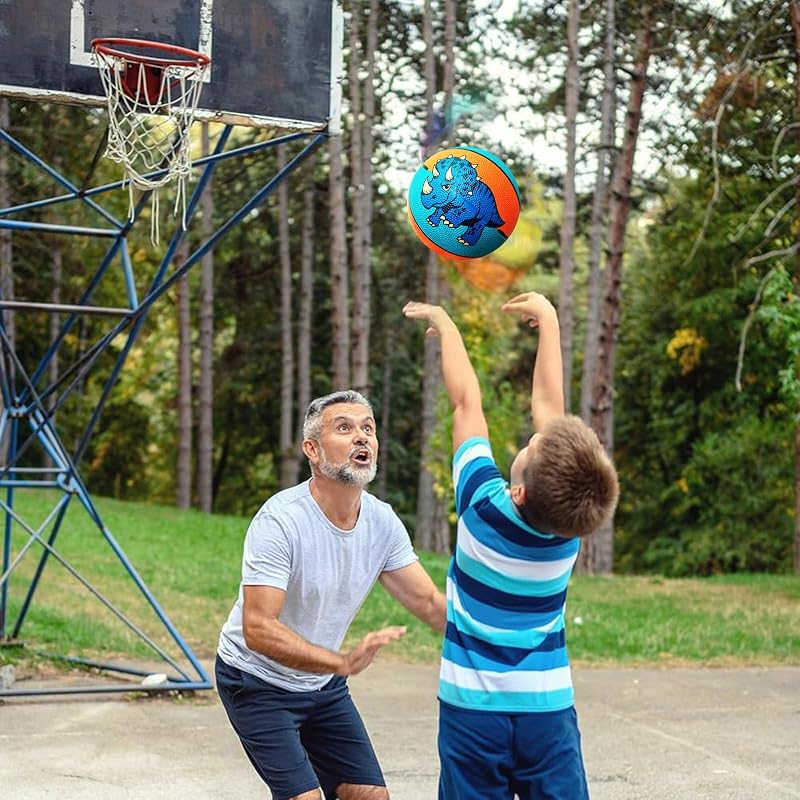 Size 3 Kids Basketball - Dinosaur Pattern Toy Ball for Indoor & Outdoor Play