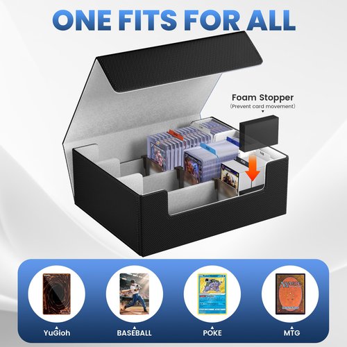 Co-opting Card Storage Box For Trading Cards 1800+,Card Deck Box With 10 Dividers,6 Foam Stoppers,4 Supporters,Commander Deck Case Fit For Toploaders,MTG,YuGiOh,TCG and Magic Cards