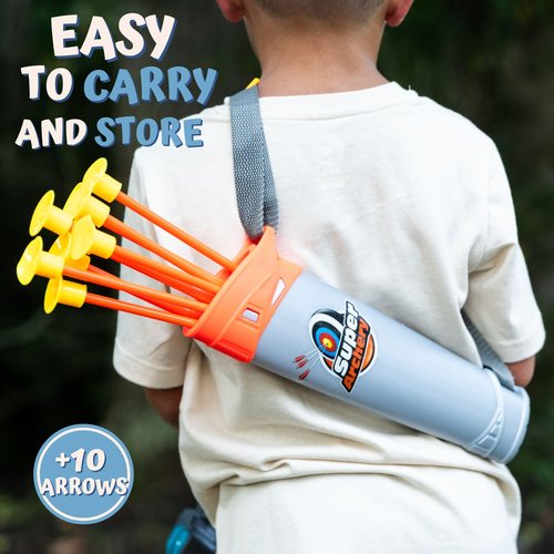 ToyVelt Kids Bow and Arrow Set - Light-Up Archery Set with 10 Suction Arrows, Target and Quiver - Outdoor and Indoor Toy for Boys and Girls Ages 4-12 (Blue)
