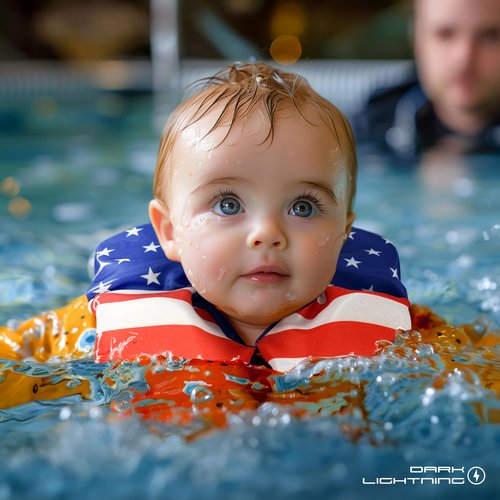 Dark Lightning Coast Guard Approved Toddler Life Jacket 0-30 lbs, Swimming Pool Floaties for Toddlers 1-3, Baby/Infant Swim Vest 20-30 Pounds (US - Flag)