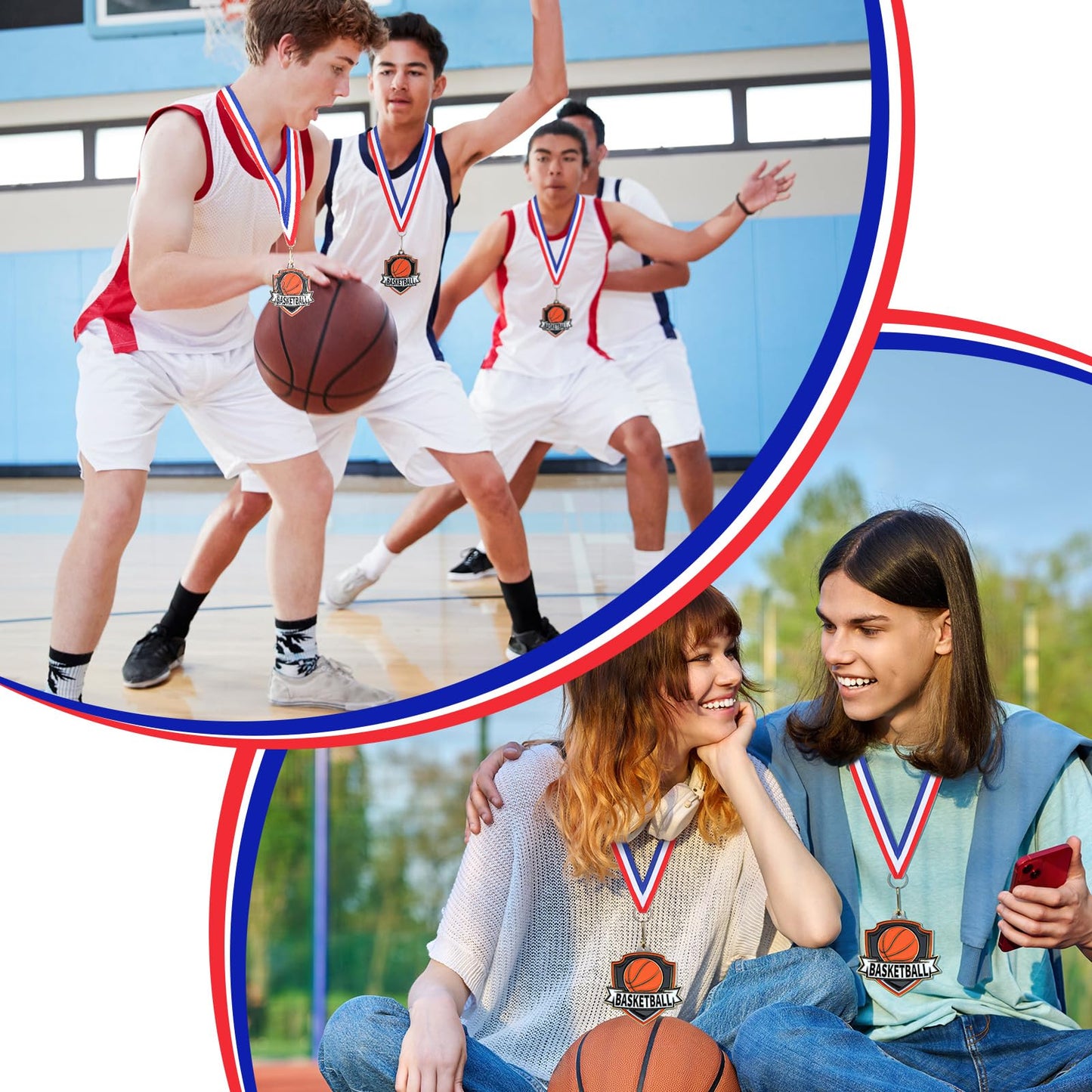 Trnayi 30 Pcs 10/20 /30/40 Pcs Award Medals Bulk Sports Medals with Neck Ribbons 2.4 Inch Winner Award Trophy Prize Gift for Sports Themed Party Favors Tournaments Match (Basketball)