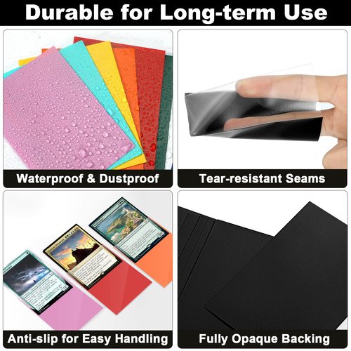 Black MTG Card Sleeves 200 Pack, Standard Card Sleeves Sturdy MTG Matte Back Finish, Perfect Shuffling - Protect All Your Trading Collectible Cards by Fabmaker, Never Tear 66x91mm