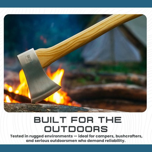 Replacement Axe Handle for Prandi Yankee Hatchet – 15 Inch Curved Ash Wood Handle with Wedge and Ring – Fits Small Hatchets, Axes, Gardening, Camping, Splitting, Tool Repair Tasks